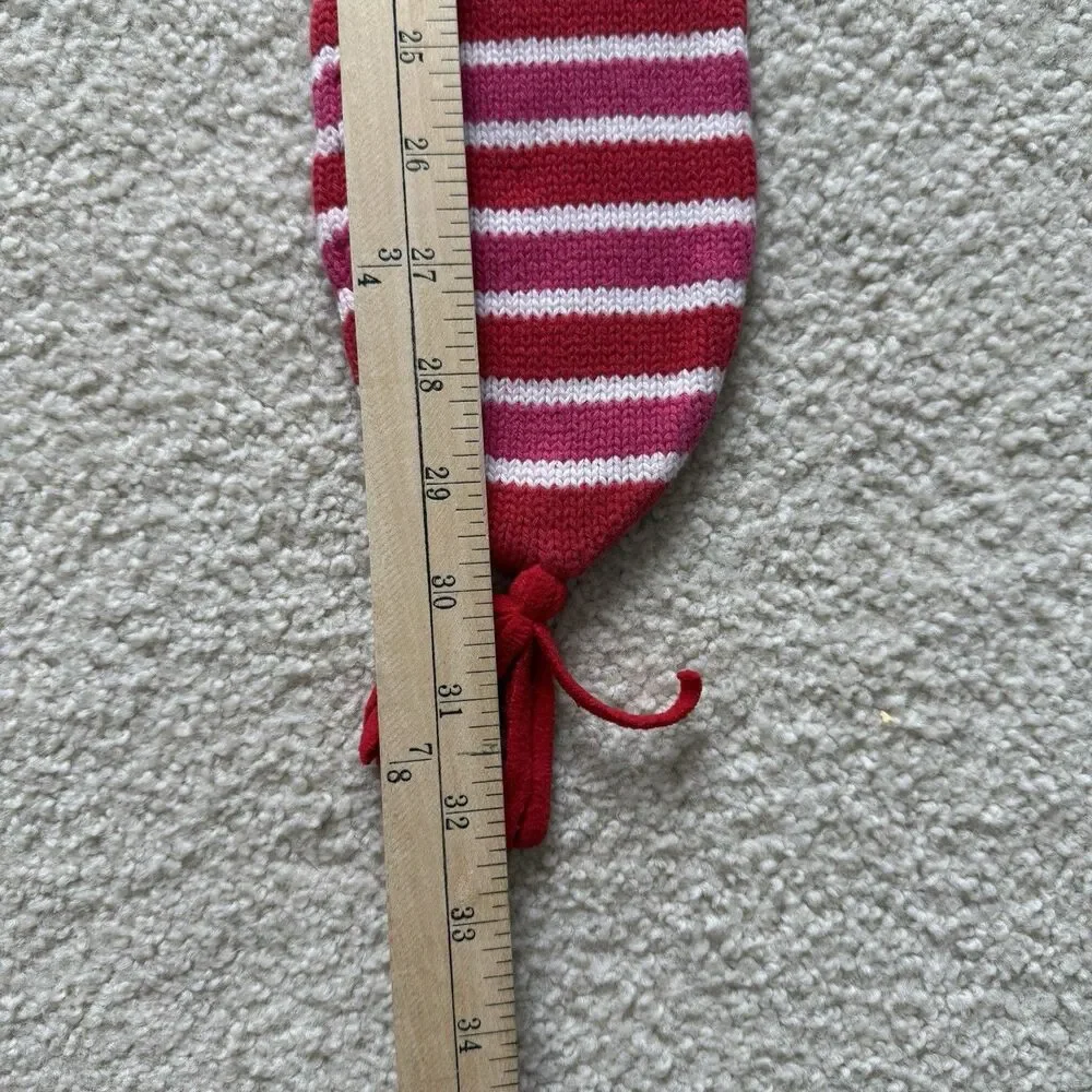 Gymboree VNTG Valentine Striped Pink Red Winter Knit Scarf w Tassels One Size